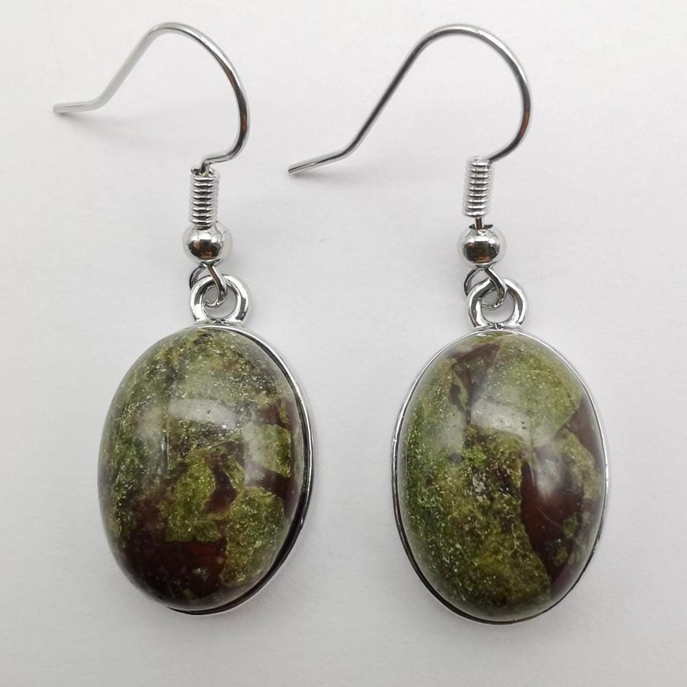 cambioprcaribe Dragon Blood Stone Natural Stone Oval Earrings