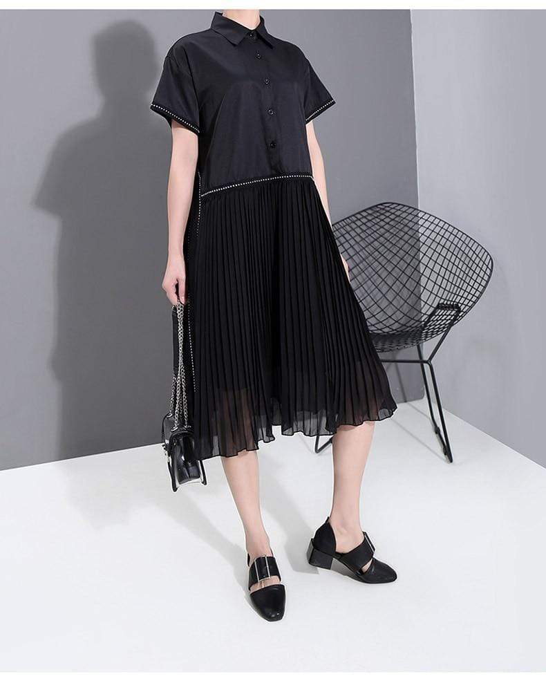 cambioprcaribe Dress Black Pleated T-Shirt Dress | Millennnials