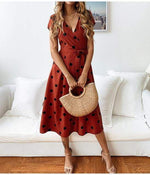cambioprcaribe Dress Brick red / L Erin Polka Dot Short Sleeve Dress