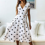 cambioprcaribe Dress White / L Erin Polka Dot Short Sleeve Dress