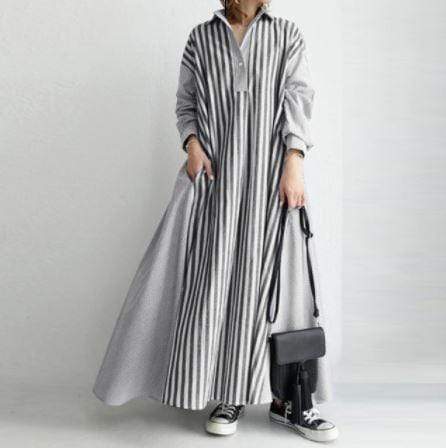cambioprcaribe Dresses Black / S Plus Size Striped Shirt Dress