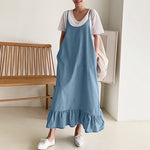 cambioprcaribe Dresses Light Blue / S Sundress Vintage Ruffles Denim Dress