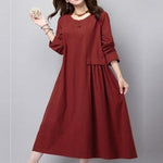 cambioprcaribe Dresses Red / S Grace Plain Casual Vintage Dress