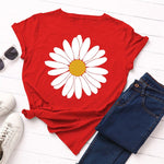 cambioprcaribe F0517-Red / S Vintage Daisy Flower Cotton Tee