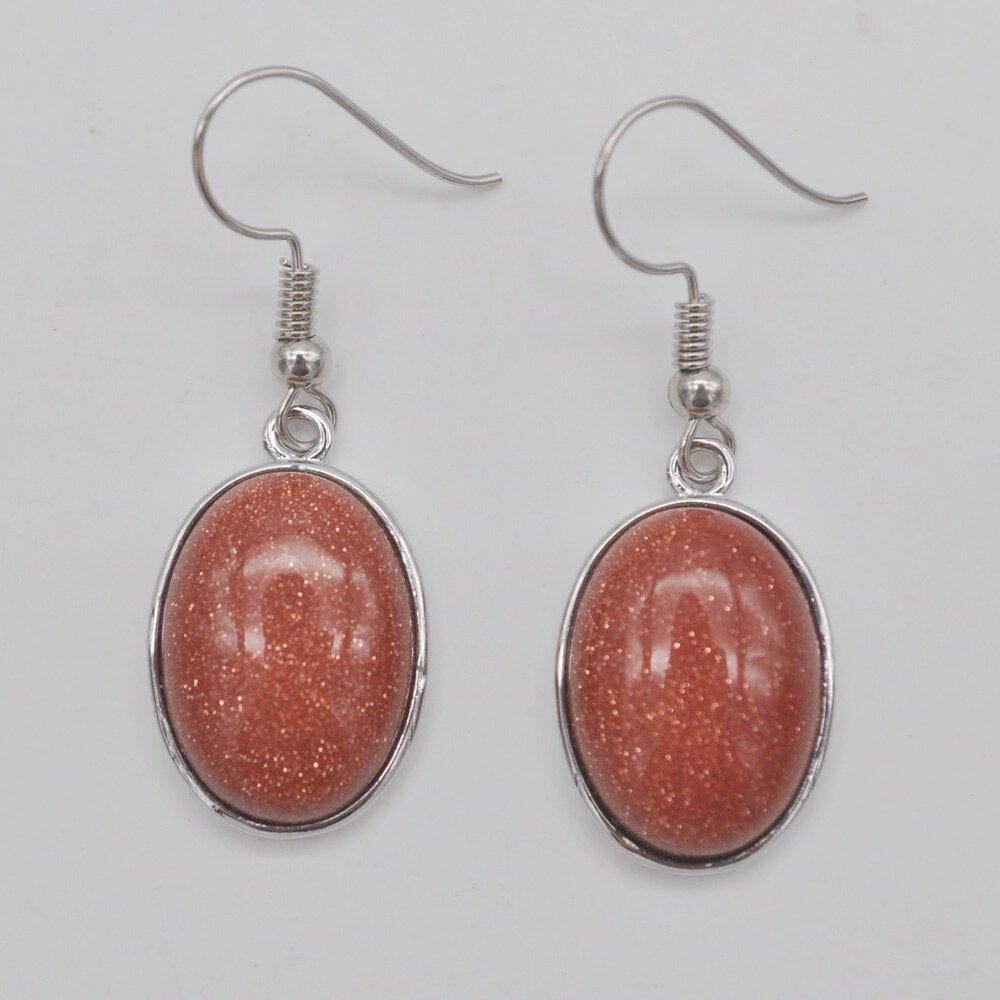 cambioprcaribe Golden Sandstone Natural Stone Oval Earrings