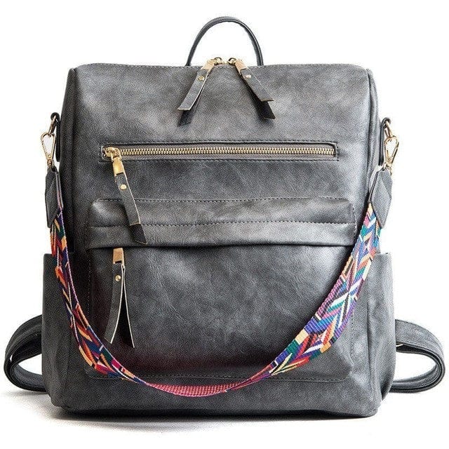 cambioprcaribe Gray Multi Use Vegan Leather Tote Backpack