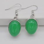 cambioprcaribe Green Jade Natural Stone Oval Earrings