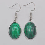 cambioprcaribe Green Malachite Natural Stone Oval Earrings
