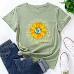 cambioprcaribe Green / S New Daisy Floral Cotton T-Shirt