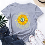 cambioprcaribe Grey / S New Daisy Floral Cotton T-Shirt