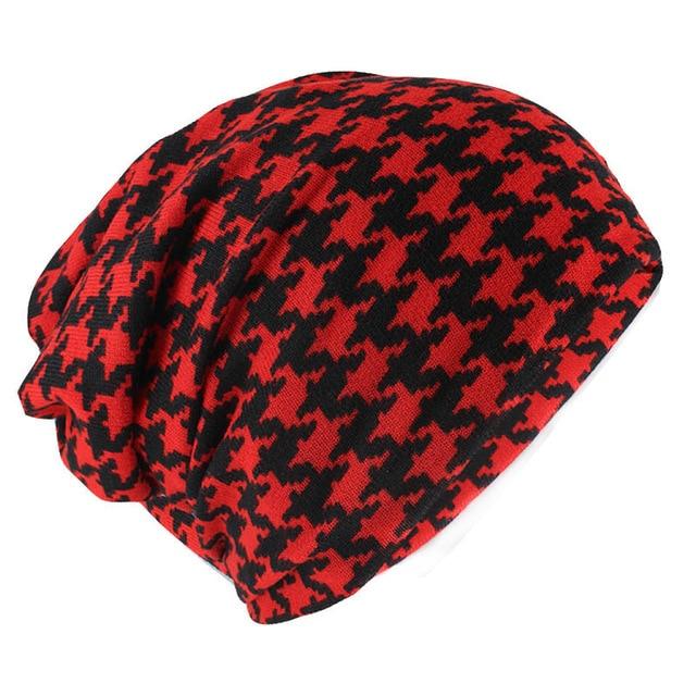 cambioprcaribe Hats Black and Red Check Beanie Hat