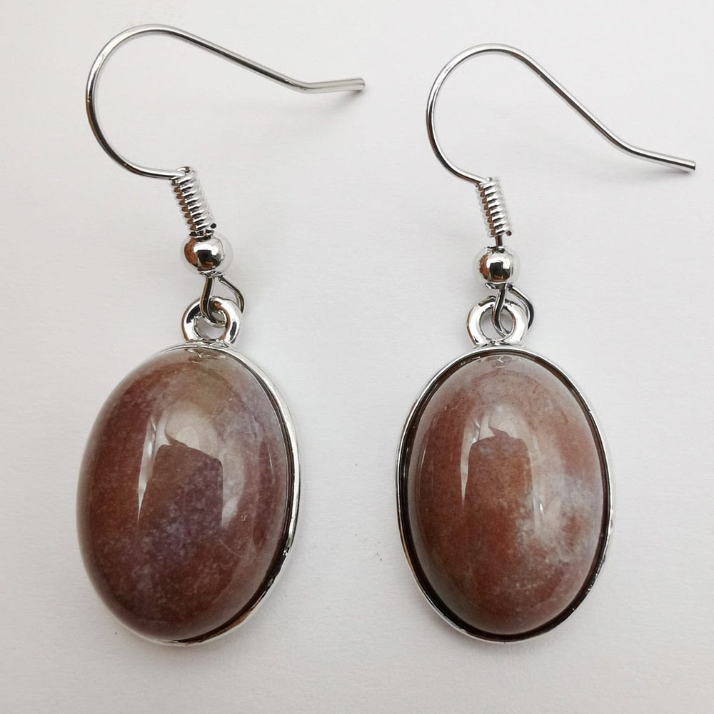 cambioprcaribe Indian Agate Natural Stone Oval Earrings