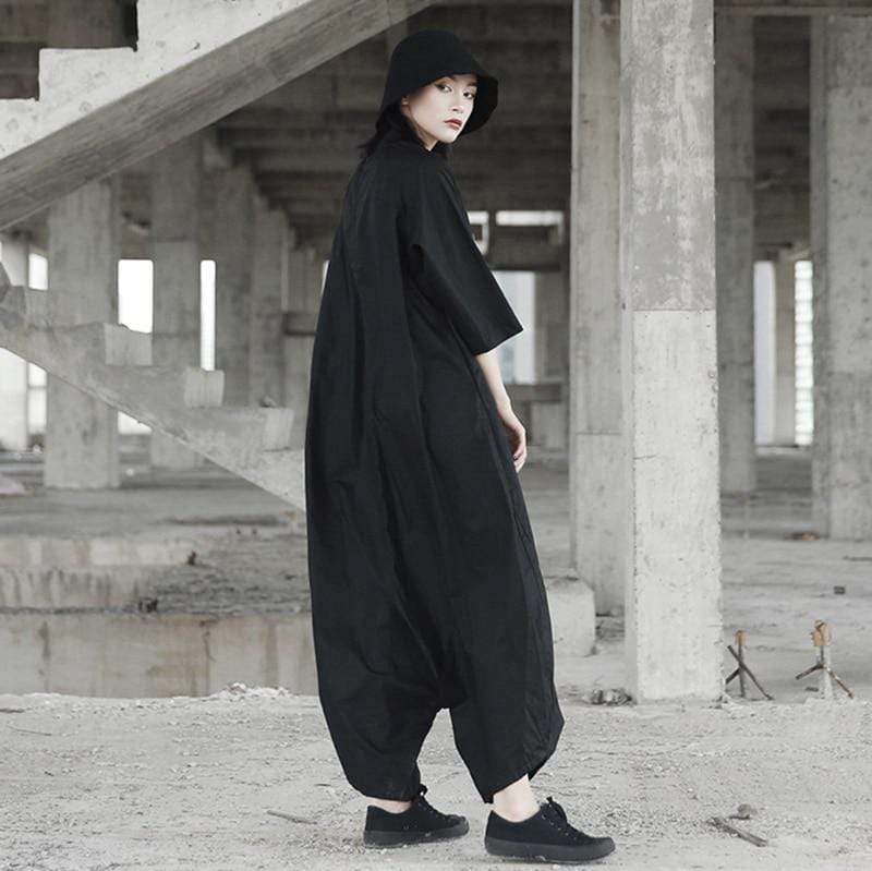 cambioprcaribe Jumpsuits Street Style Black Oversized Jumpsuit | Millennials