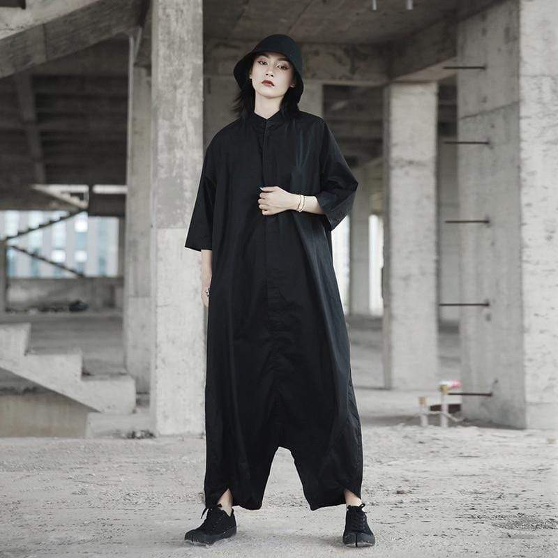 Street Style Black Oversized Jumpsuit | Millennials