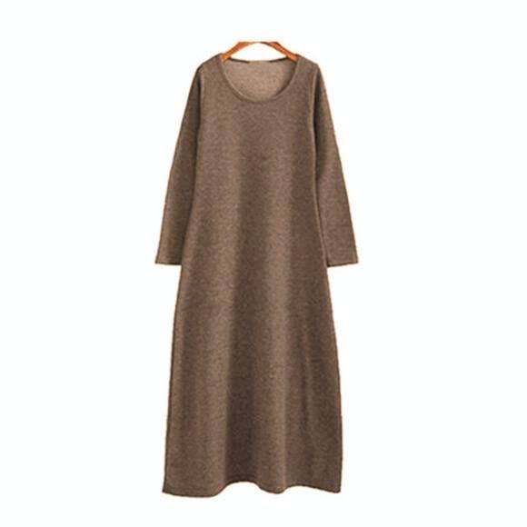cambioprcaribe Khaki / M Dalia Long Sleeve Warm Maxi Dress