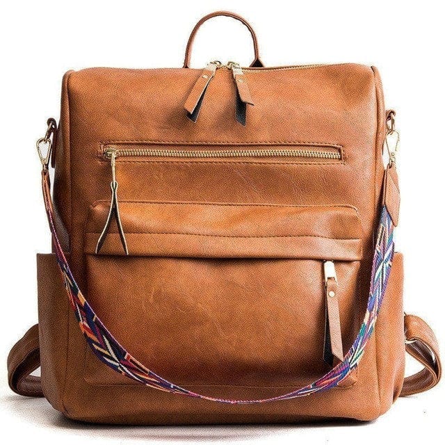 cambioprcaribe Khaki Multi Use Vegan Leather Tote Backpack
