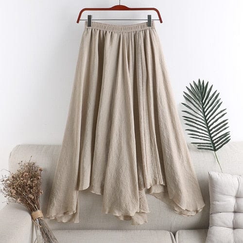 cambioprcaribe Khaki / One Size Midi Irregular Pleated Fishtail Skirt