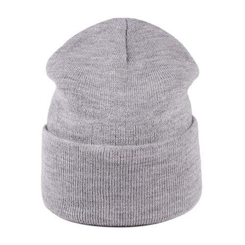 cambioprcaribe Light Gray Knitted Autumn Beanie Hats