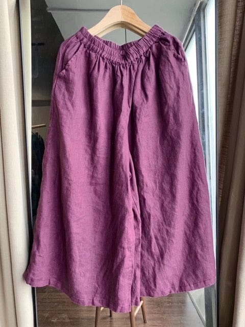 cambioprcaribe Linen Pants Purple / One Size Anjo Palazzo Pants | Zen