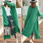 cambioprcaribe Long Oversized Cardigan green / One Size Loose Knitted Sweater Cardigan