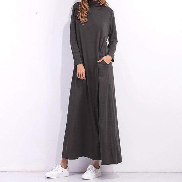 cambioprcaribe maxi Dark Grey / s Harper Long Sleeve Maxi Dresses