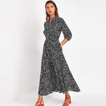 cambioprcaribe Maxi Dress Polka-Dot Black / S Jenna Boho Vintage Shirt Dress