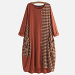 cambioprcaribe Midi Dress Orange / XXXL Anna O Neck Striped Midi Dress