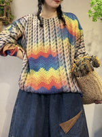 cambioprcaribe Multi-Colors / OneSize Harajuku Knitwear Printed Sweater