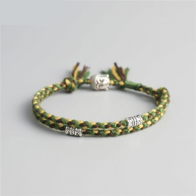 cambioprcaribe Multi Green Tibetan Buddha Rope Bracelet