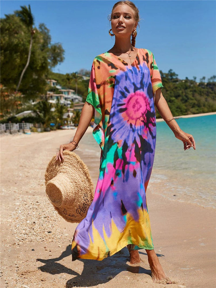 cambioprcaribe Multi / Plus Size Woodstock Tie Dye Beach Dress
