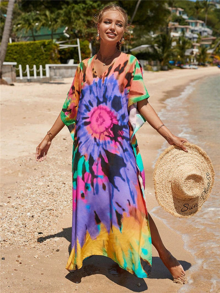 cambioprcaribe Multi / Plus Size Woodstock Tie Dye Beach Dress