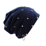 cambioprcaribe Navy Blue Octavia Studded Beanie Hat