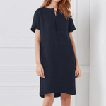 cambioprcaribe Navy / S Pure Modesty Short Sleeve Button Dress