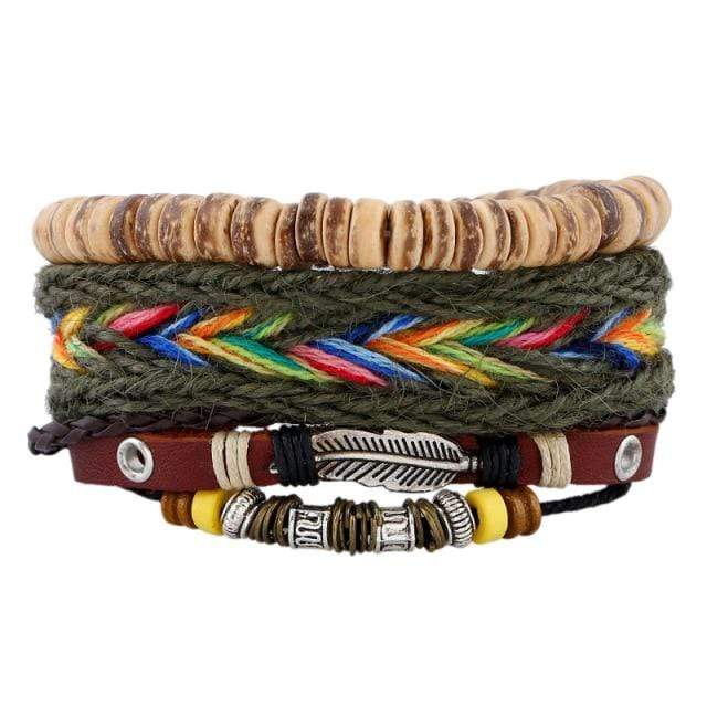cambioprcaribe Nullah 4 Pieces Set Leather Bracelet