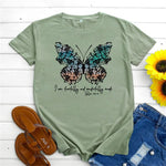 cambioprcaribe Olive Green / S Graphic New Butterfly Printed Top
