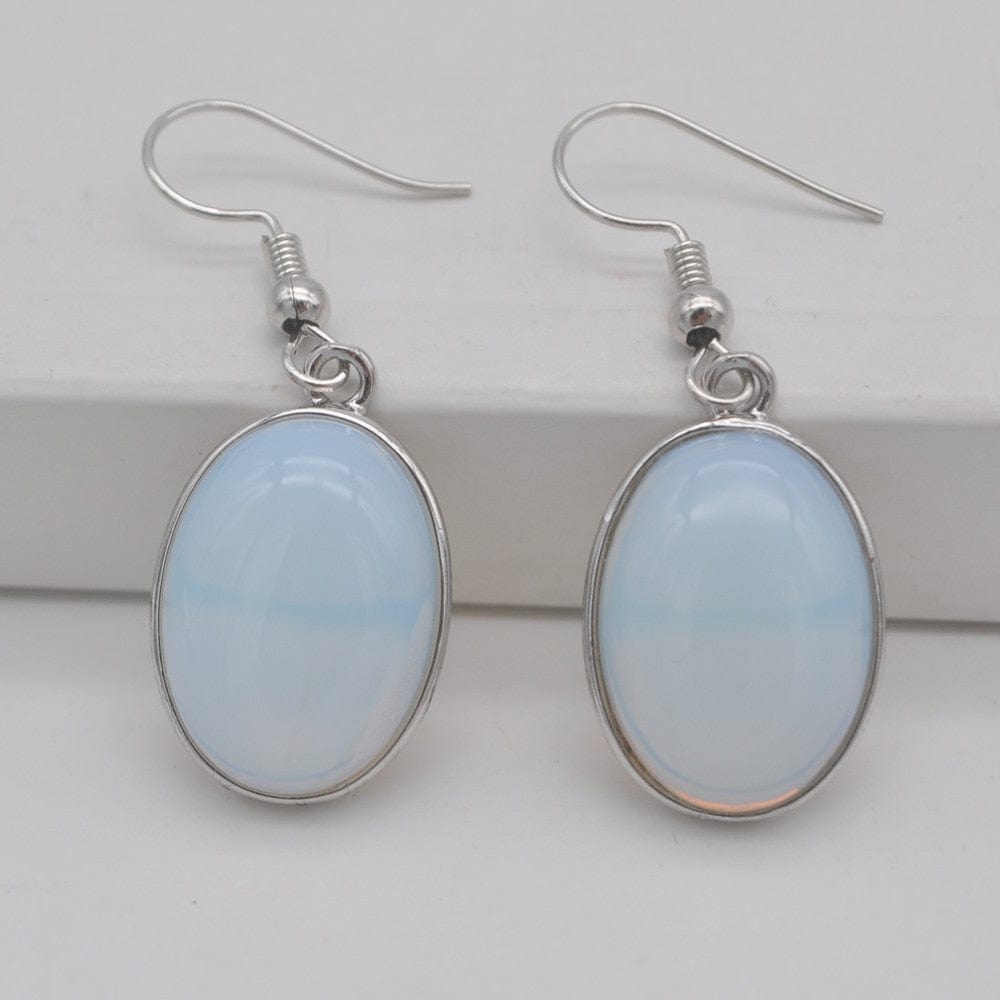 cambioprcaribe Opal Natural Stone Oval Earrings
