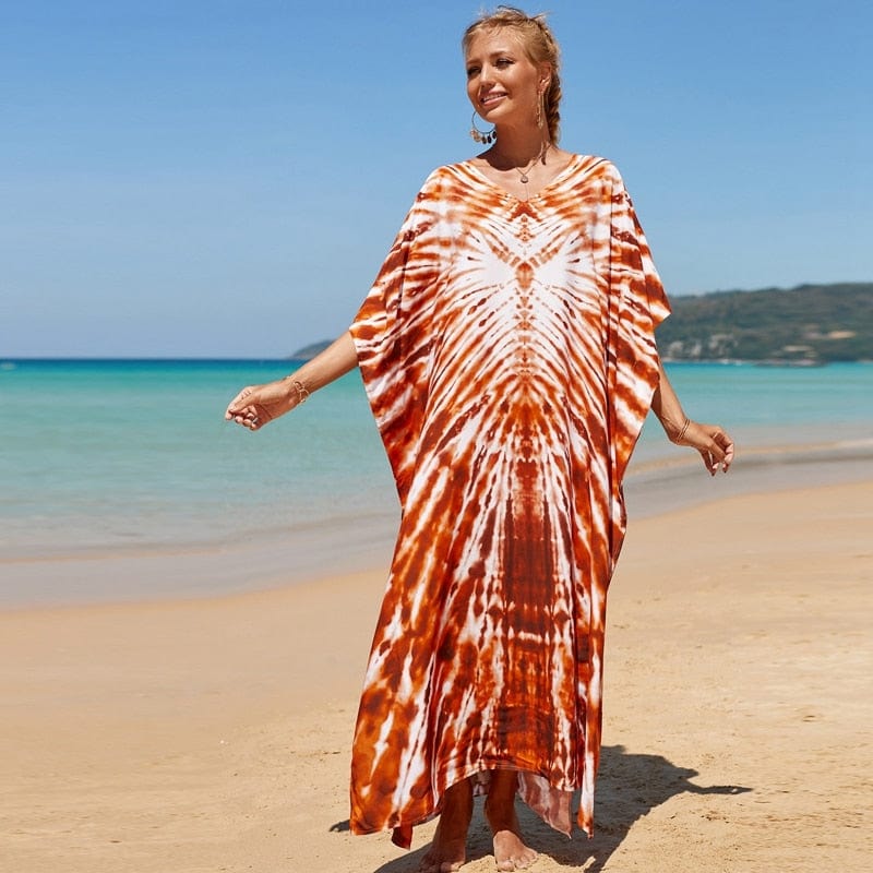 cambioprcaribe Orange / Plus Size Plus Size Tie Dye Beach Dress