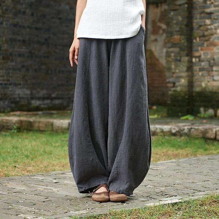 cambioprcaribe Pants Dark Grey / S Sakura Wide Leg Linen Pants | Zen