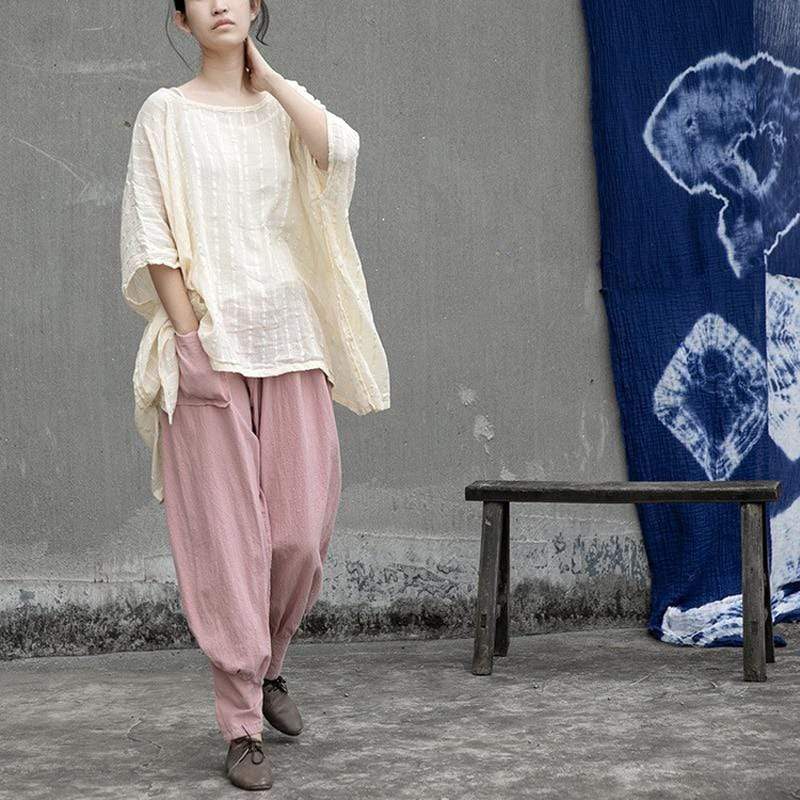 cambioprcaribe Pants Pink / One Size Simplicity Cotton & Linen Harem Pants | Lotus
