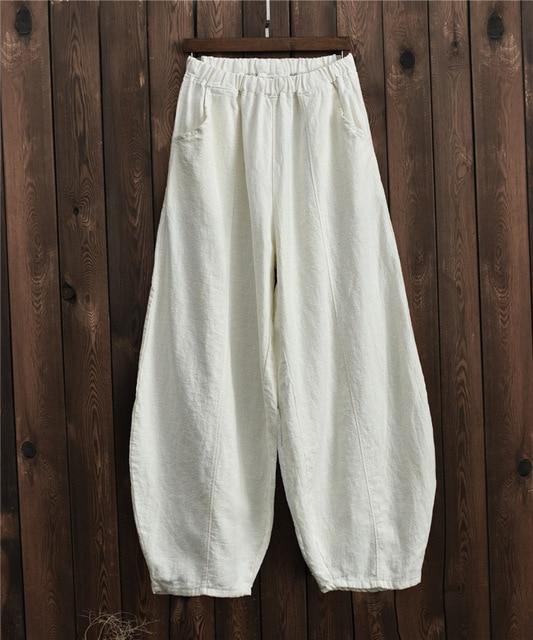 cambioprcaribe Pants White / L Sakura Wide Leg Linen Pants | Zen