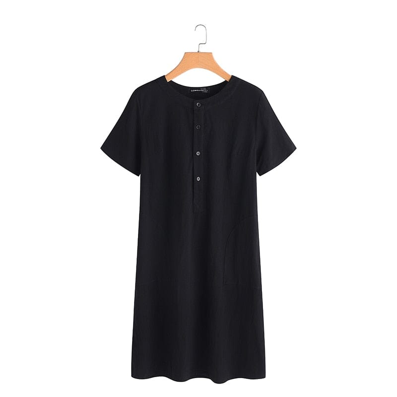 cambioprcaribe Pure Modesty Short Sleeve Button Dress