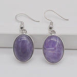 cambioprcaribe Purple Crystal Natural Stone Oval Earrings