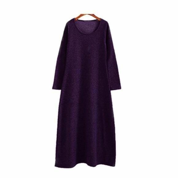 cambioprcaribe Purple / M Dalia Long Sleeve Warm Maxi Dress