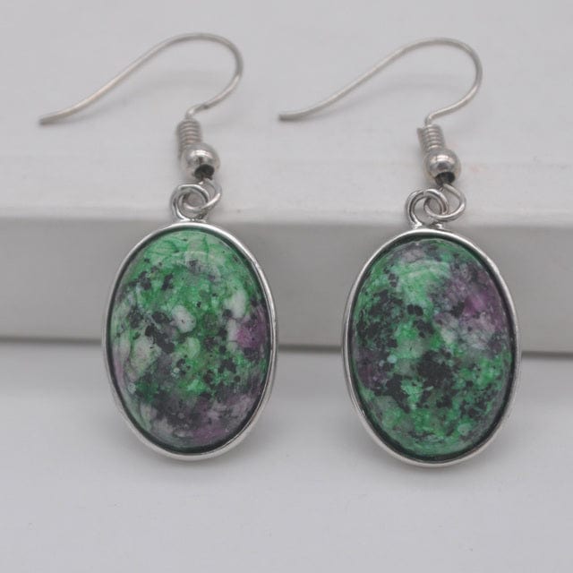cambioprcaribe Red Green Zoisite St Natural Stones Oval Earrings