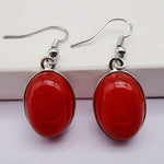 cambioprcaribe Red  Jade Natural Stone Oval Earrings