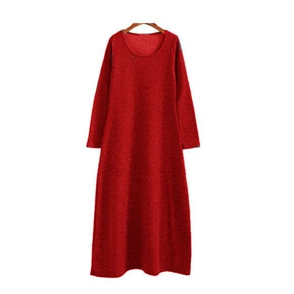 cambioprcaribe Red / M Dalia Long Sleeve Warm Maxi Dress