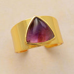 cambioprcaribe Healing Crystals Triangle Ring - Amethyst