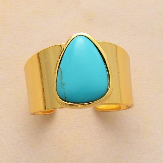 cambioprcaribe Healing Crystals Triangle Ring - Turquoise