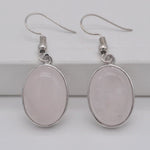 cambioprcaribe Rose Crystal Natural Stone Oval Earrings