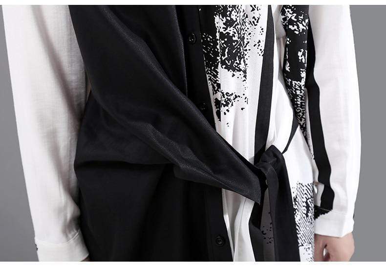 cambioprcaribe Shirt Dress Abstract Black & White Shirt Dress | Millennials